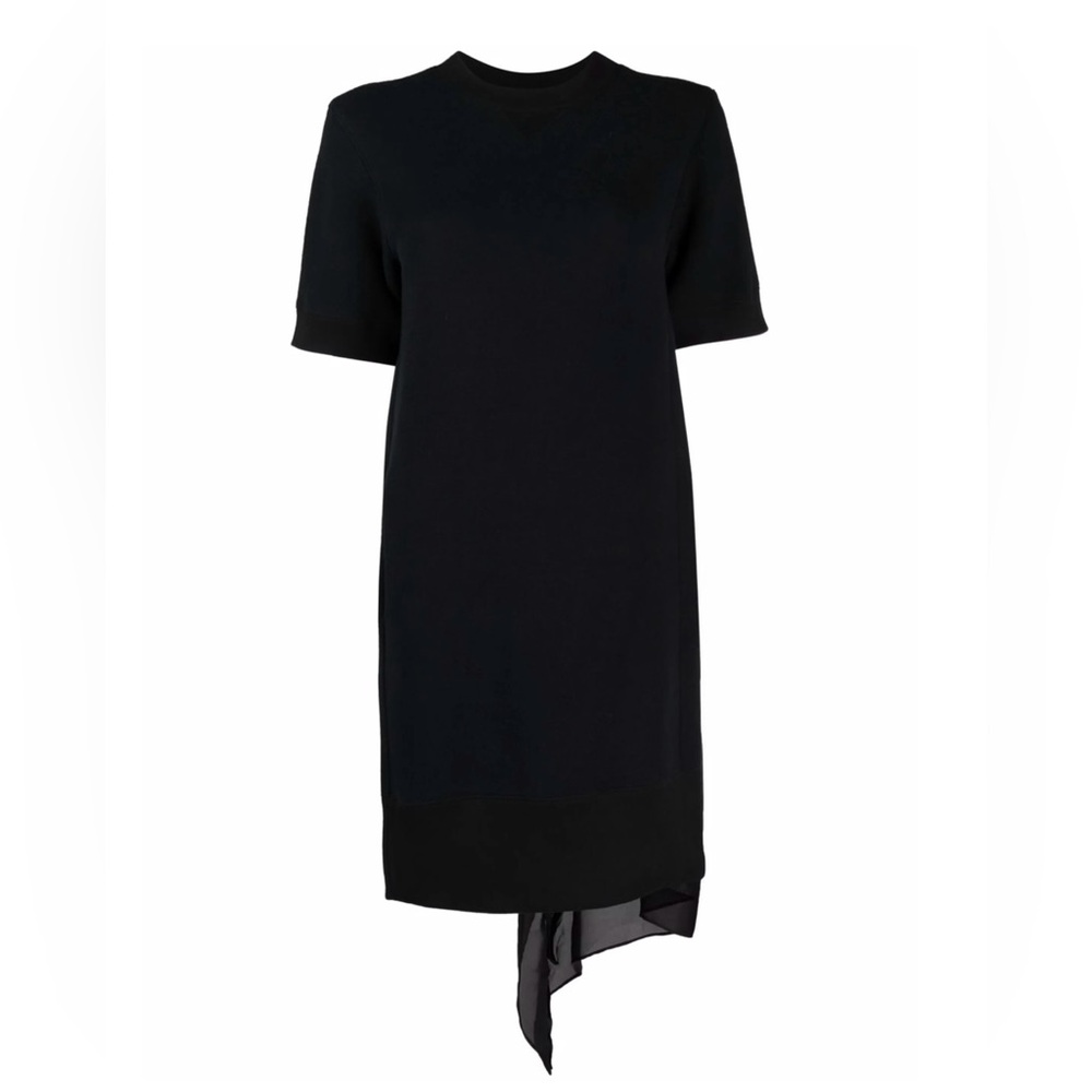 Sacai Black Asymmetric Hem Midi Dress